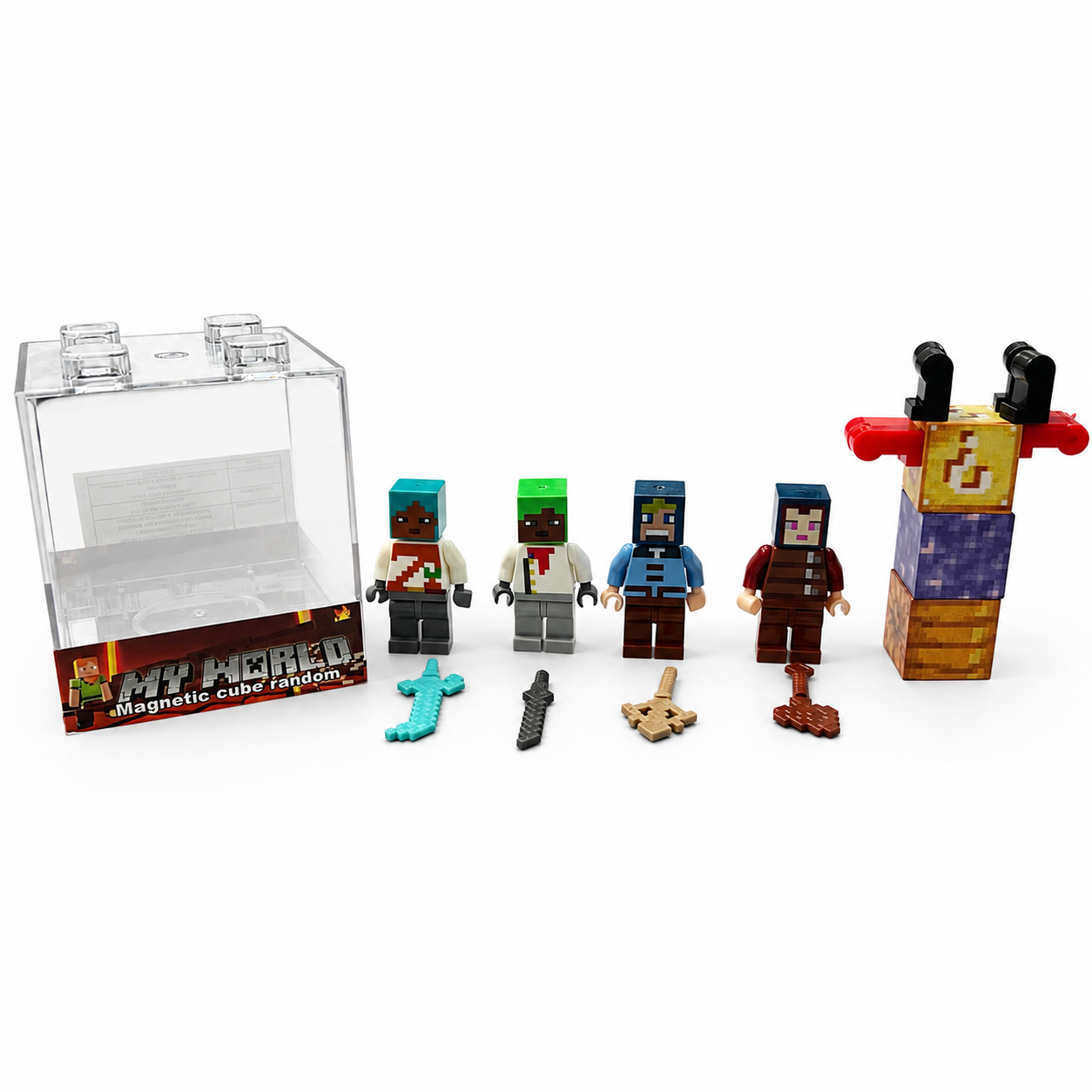 Characters, Tools and Magnetic Cubes., 19 Pcs.