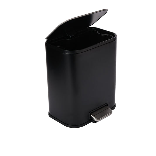 Black Metal Rectangle Pedal Bin, 5L