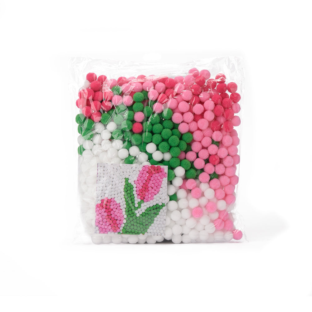 Kid's Adhesive Canvas, Pom Pom, Assorted Shapes