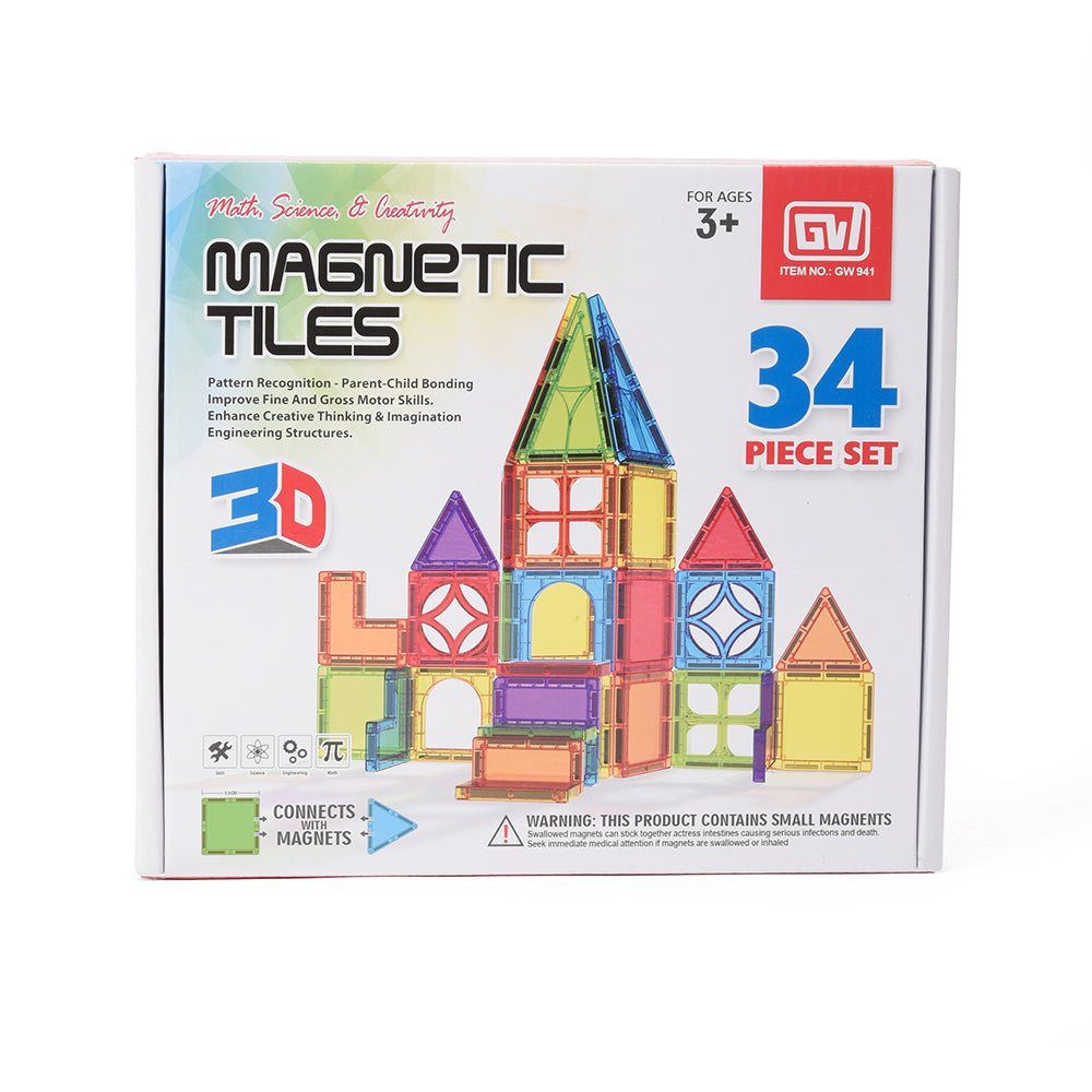 Magnetic Tiles, 34 Pcs.