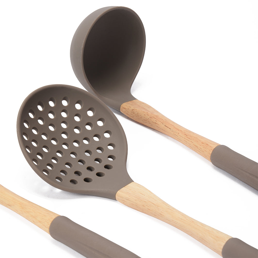 Silicone Kitchen Utensils Set, Wood, 7 Pcs.