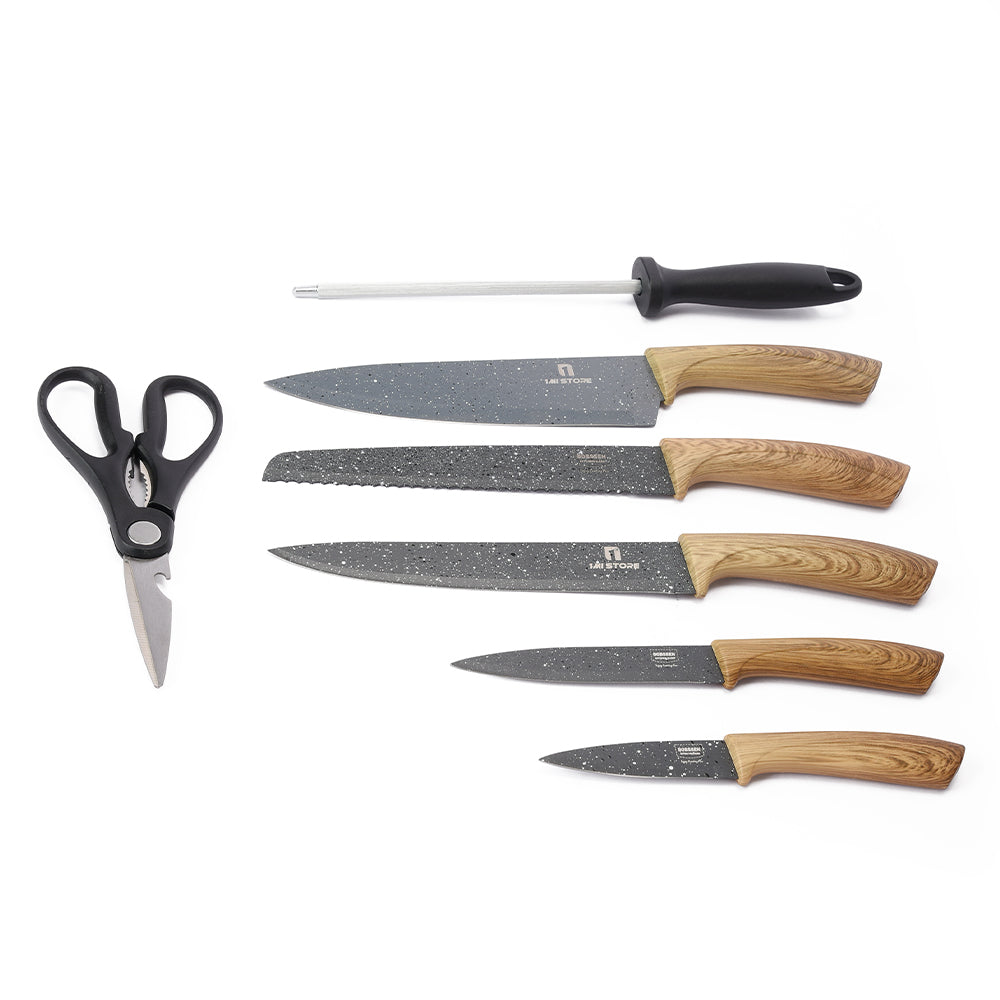 Knives Set with Wooden Handle, 7 Pcs.