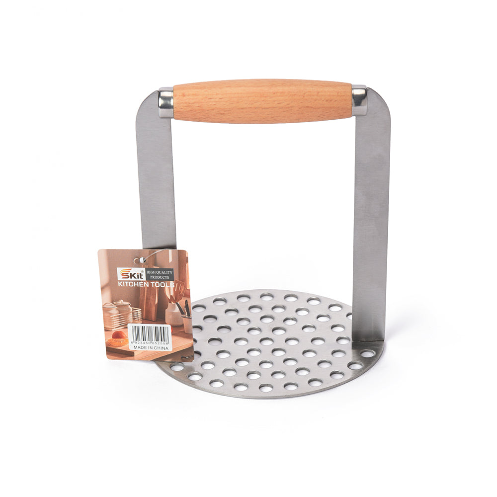 Stainless Steel Food Masher with Wooden Handle