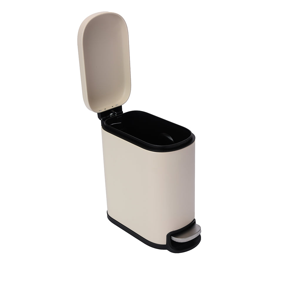 White Metal Rectangle Pedal Bin, 5L