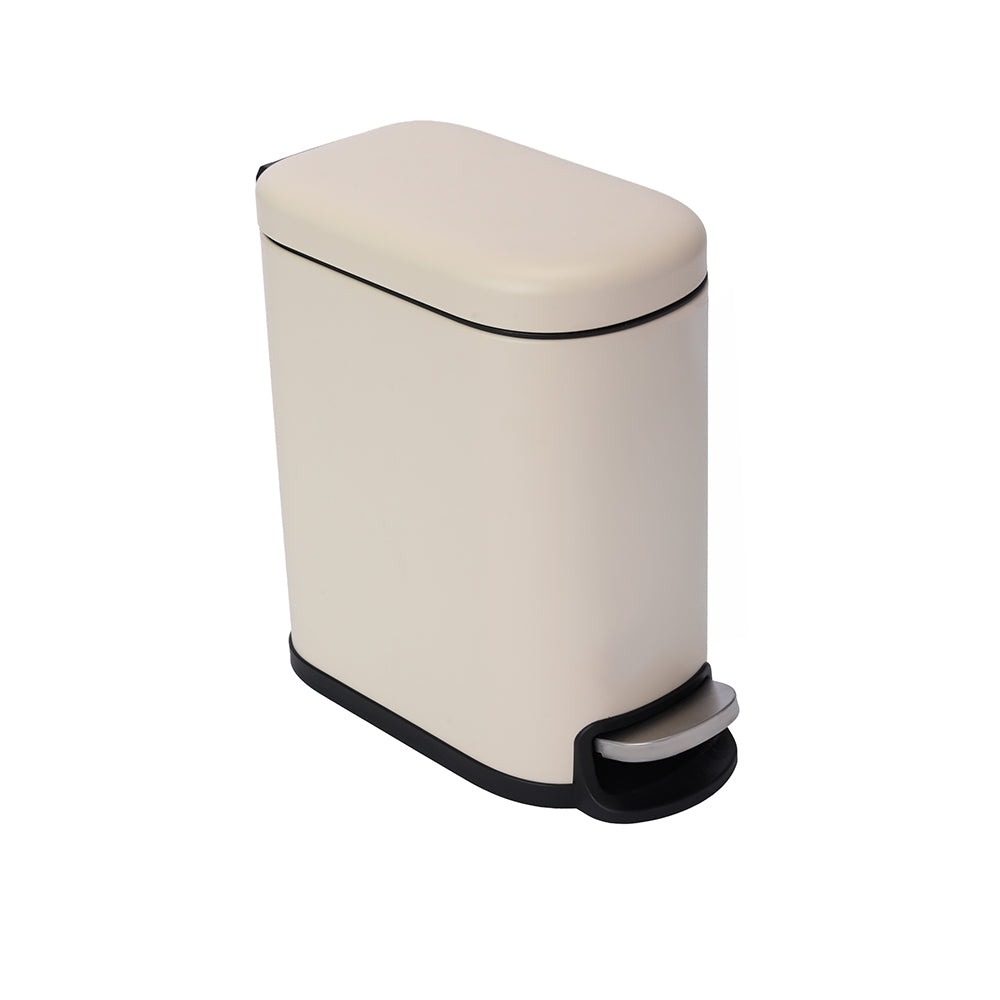 White Metal Rectangle Pedal Bin, 5L