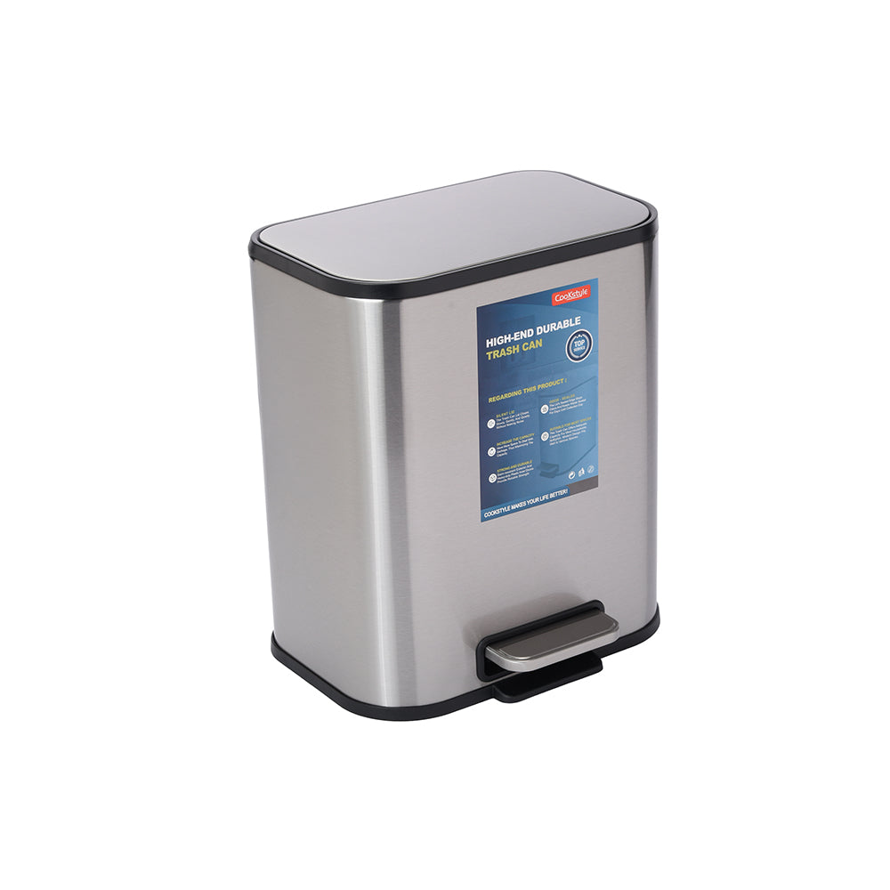 Stainless Steel Rectangle Pedal Bin, 5L
