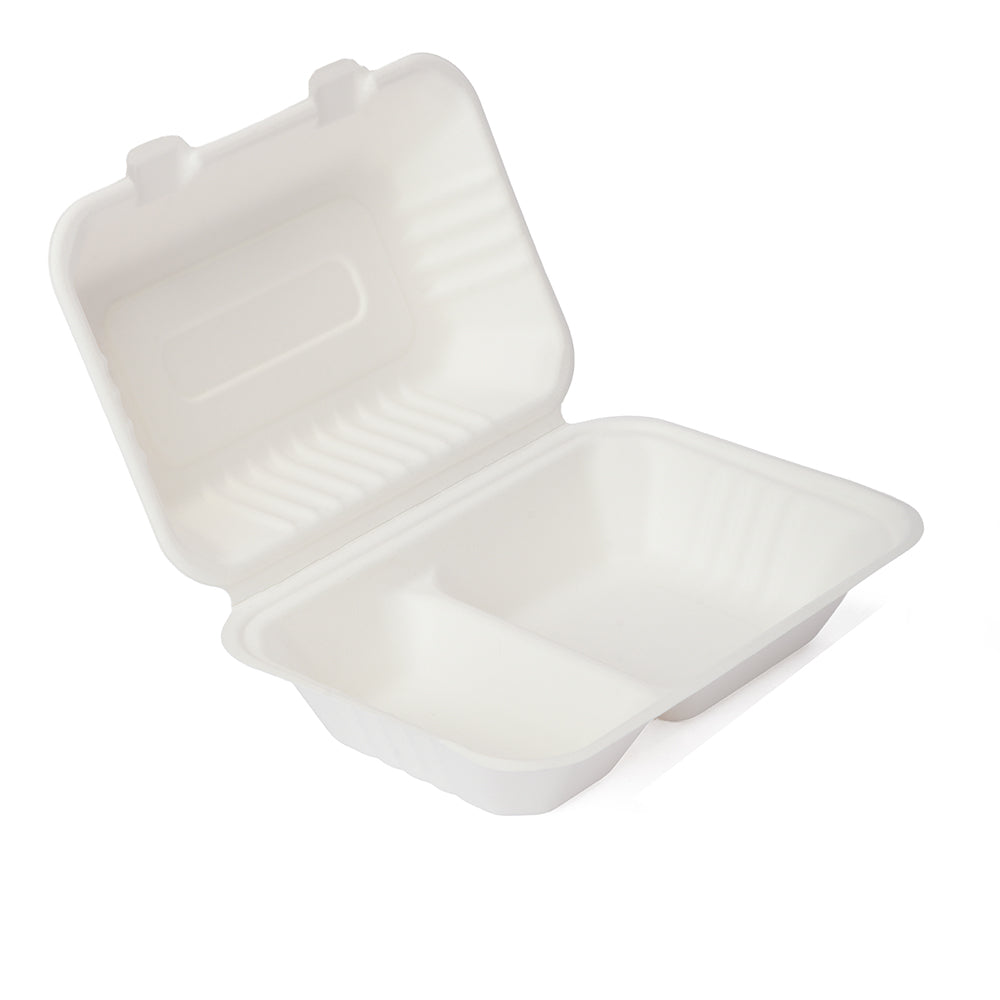 Eco-friendly Paper To-Go Box, Rectangle, Partitioned