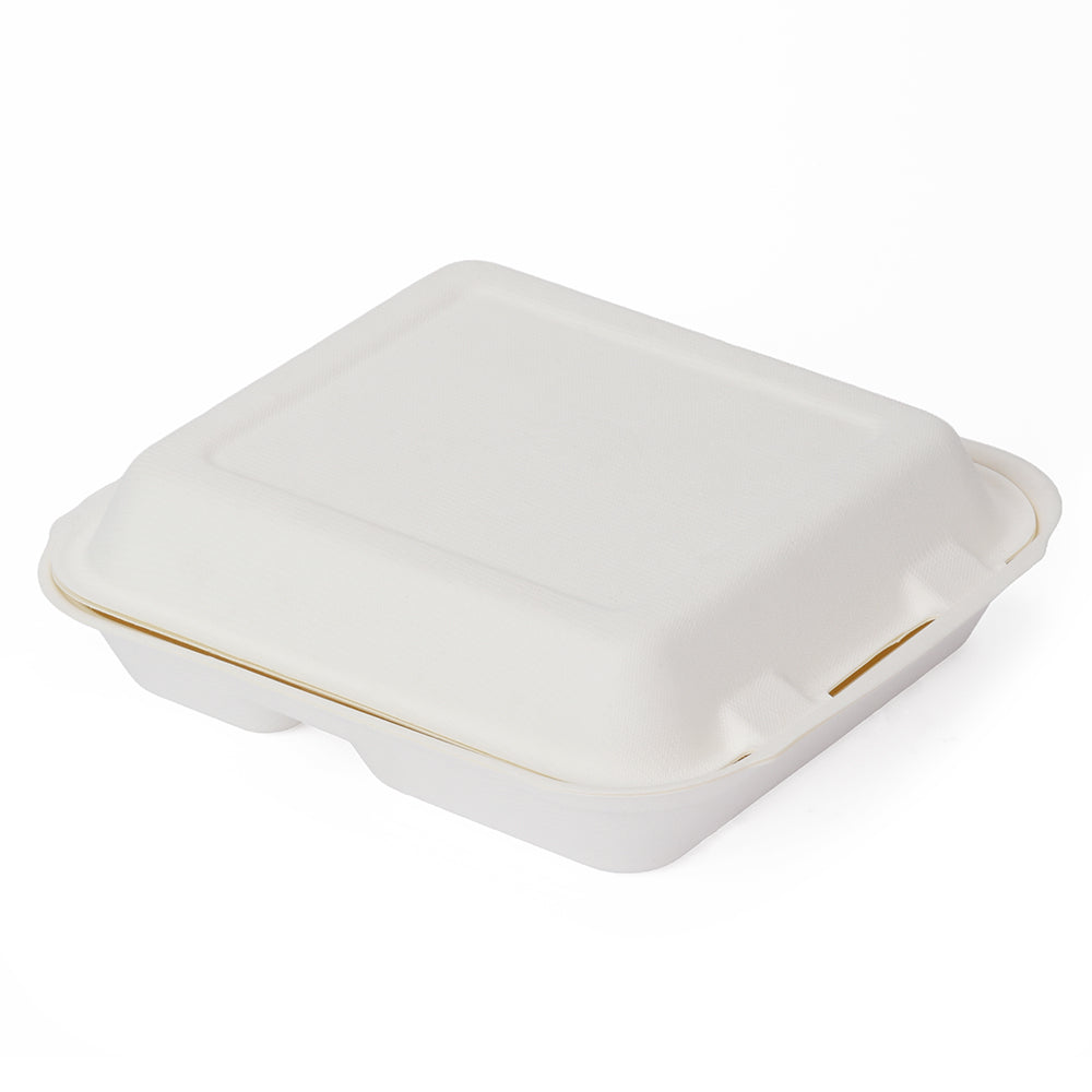 Eco-friendly Paper To-Go Box, Square, Partitioned