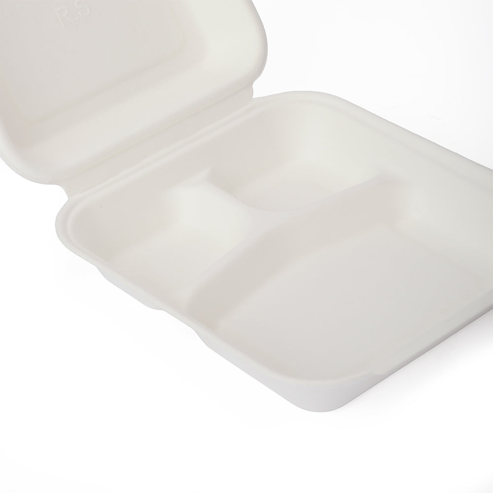 Eco-friendly Paper To-Go Box, Square, Partitioned
