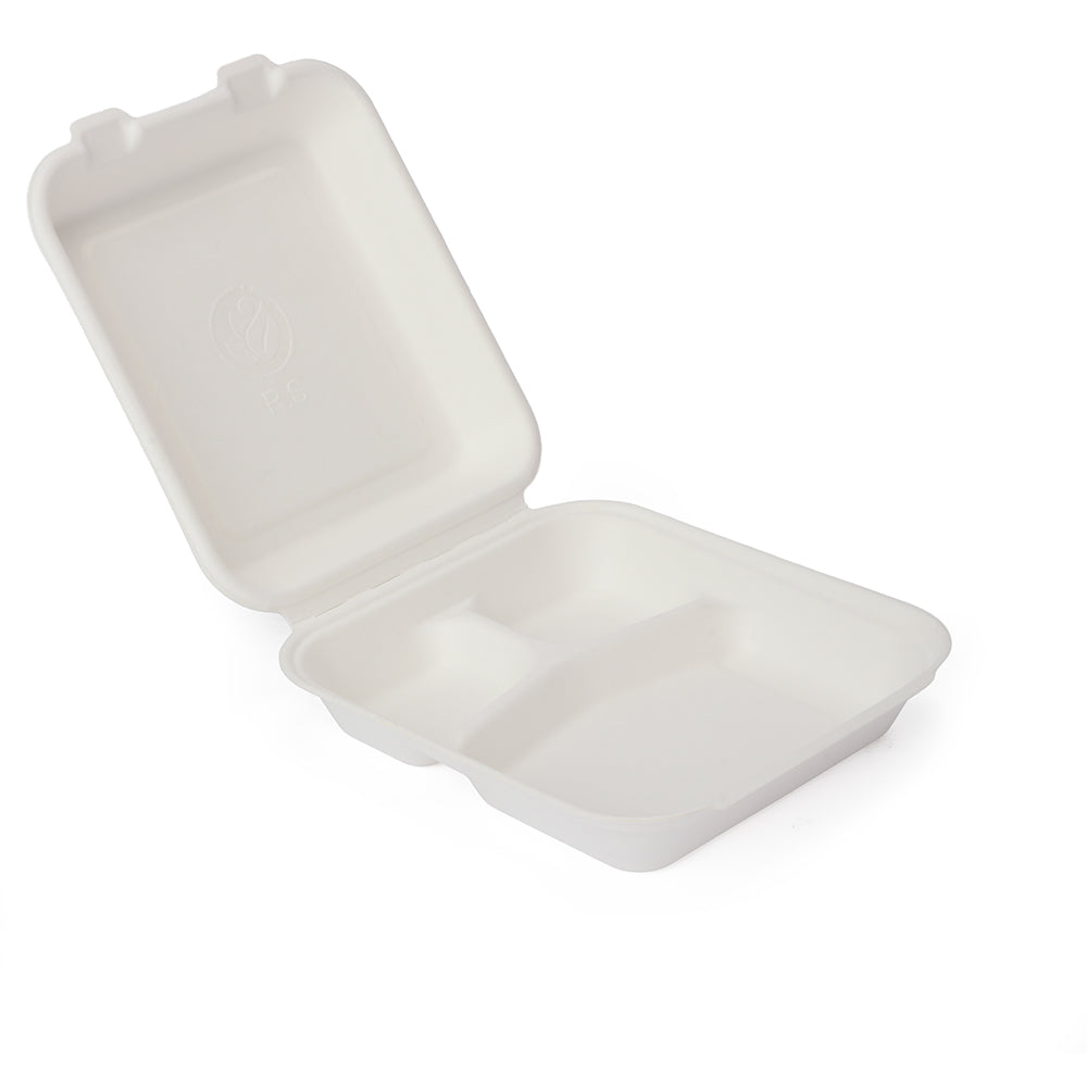 Eco-friendly Paper To-Go Box, Square, Partitioned