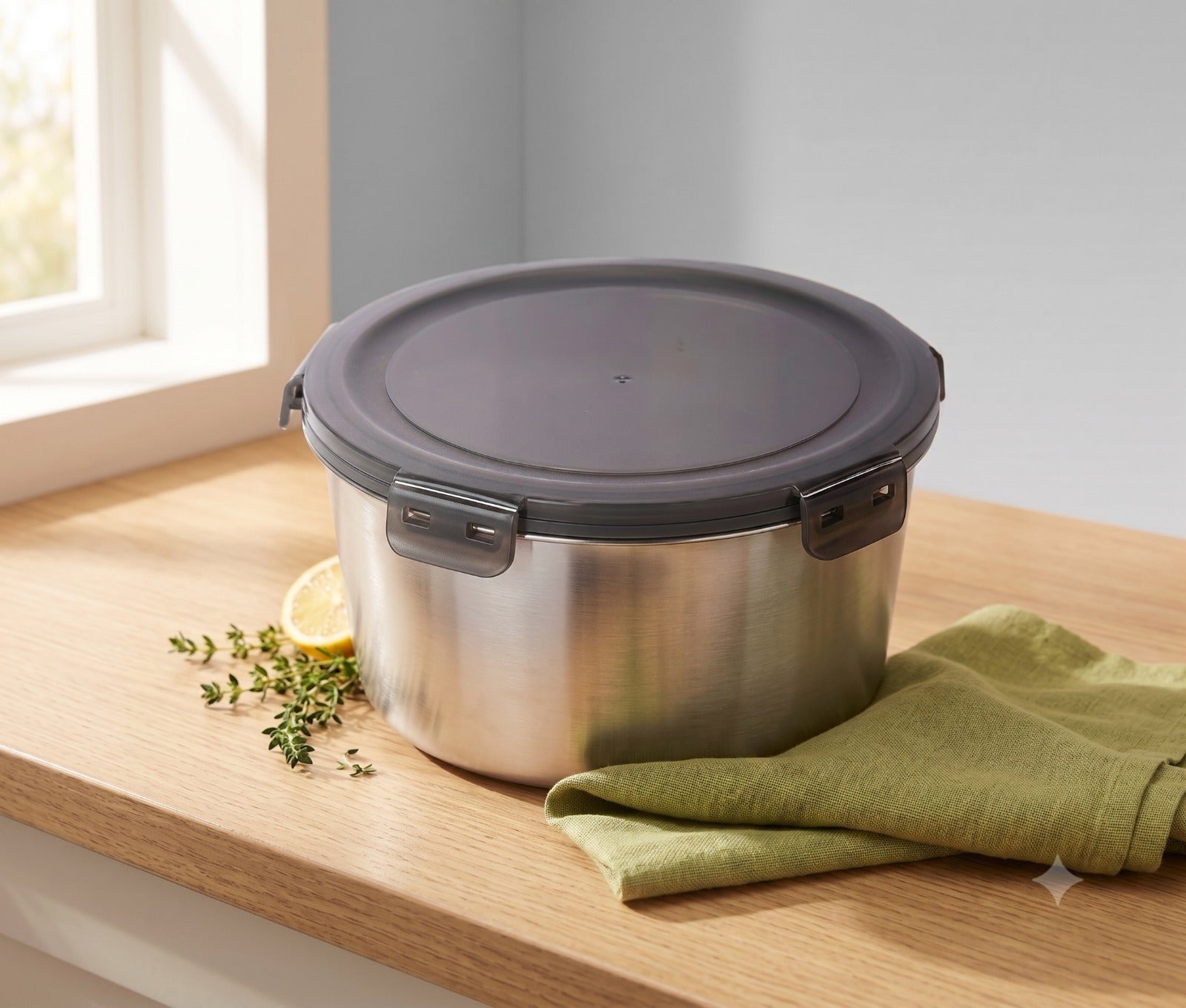 Stainless steel round food storage container